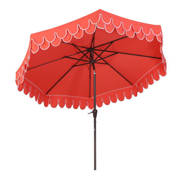 Tracy 9 ft. Classic MidCentury Scalloped Fringe Market Patio Umbrella